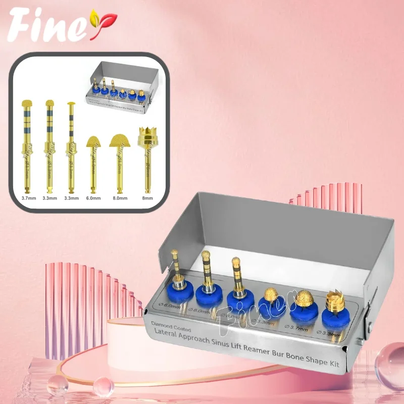 

Набор сверл для подъема зубных имплантатов Finer, 6 шт., стоматологический инструмент, боковая развертка с алмазным покрытием, сверла для костей, инструмент для зубного имплантата
