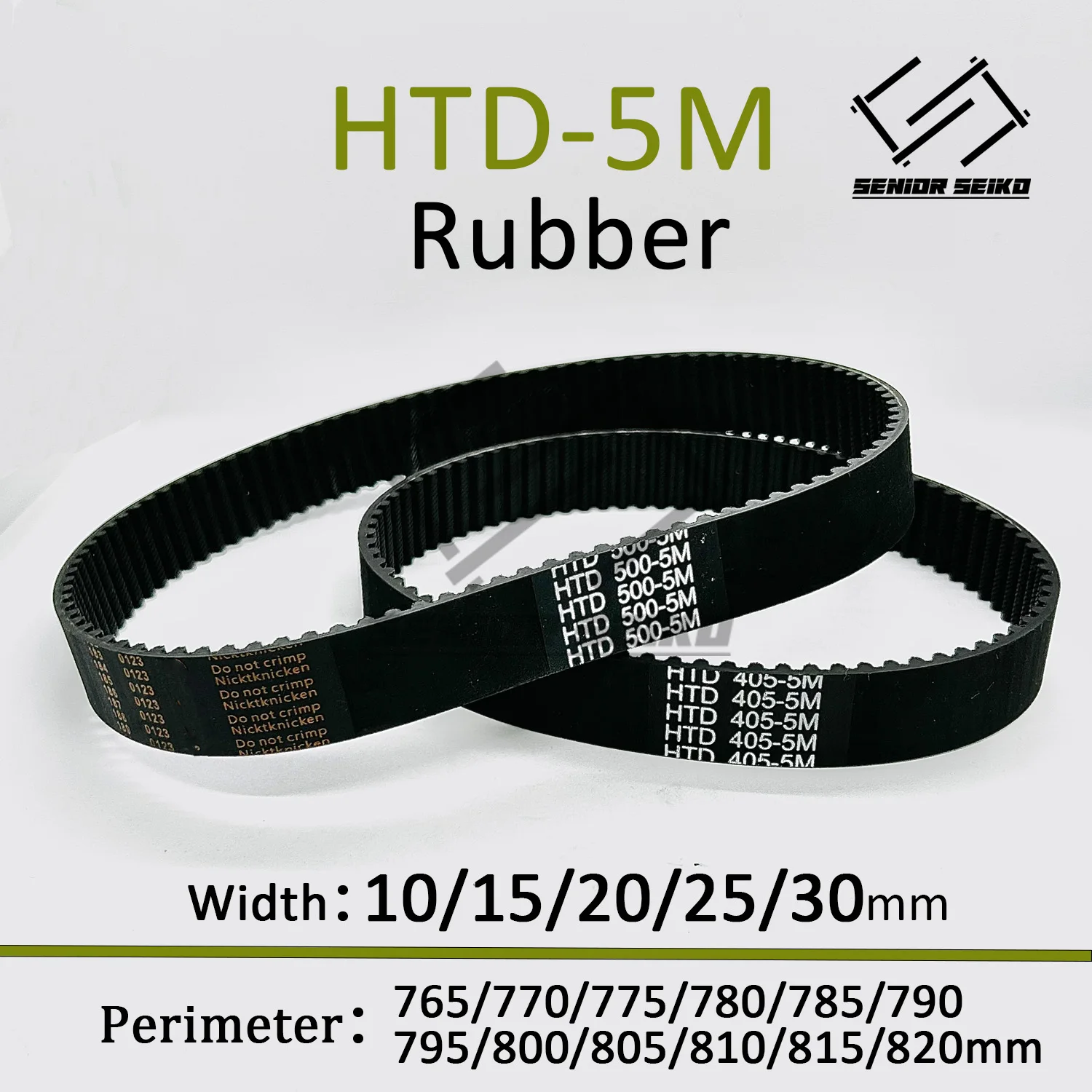 HTD5M Closed Synchronous Timing Belt Length 765/770/775/780/785/790/795/800/805/810/815/820mm Selection Width 10/15/20/25/30mm