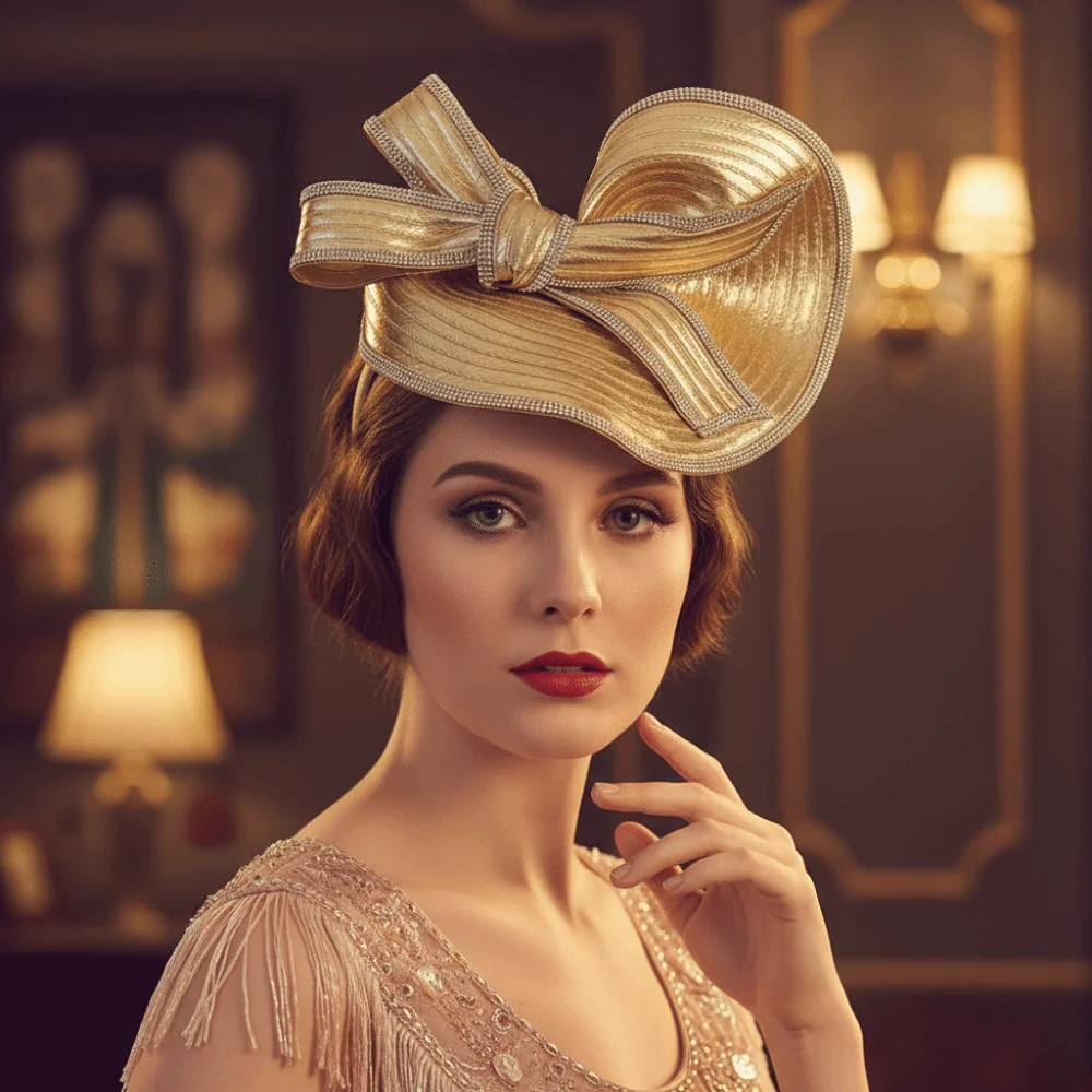 

Exquisite Vintage Fascinator Hat Elegant Bowknot Hair Band Bow Rhinestone Headband Formal Hat Top Hat Masquerade Hair Band Lady