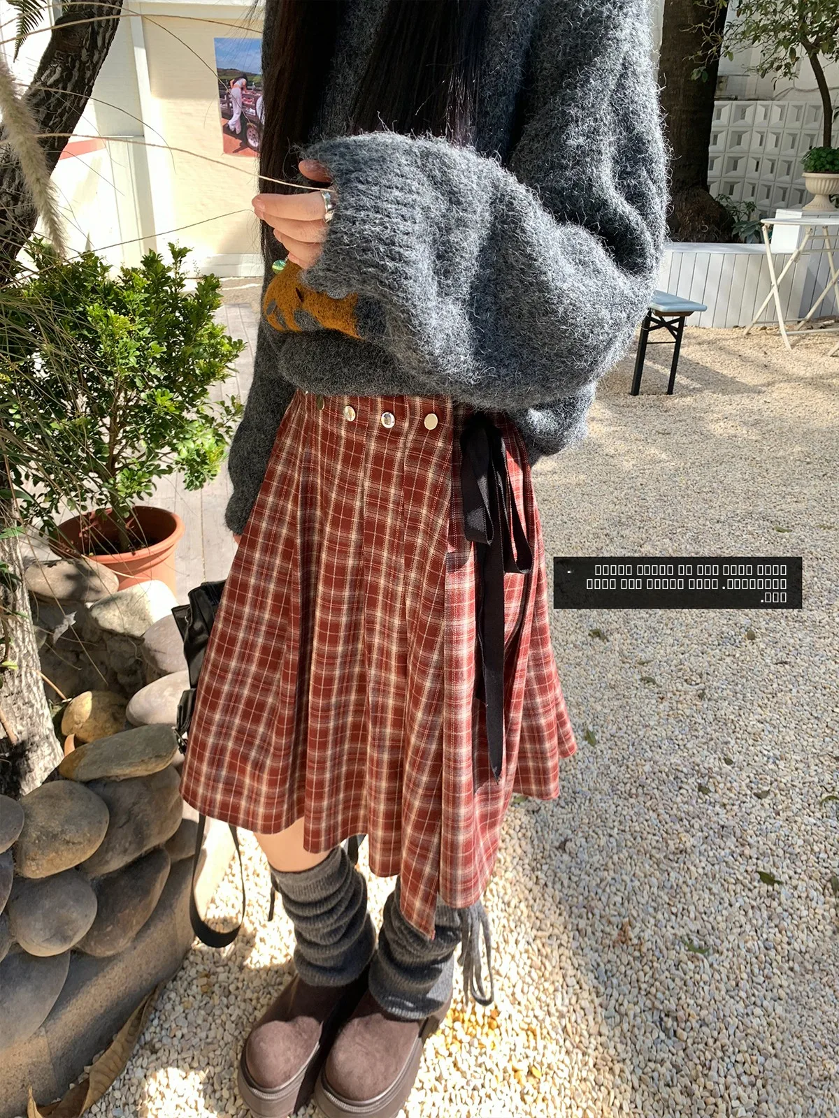 

Joeyoo Spring New Plaid High Waist Sa One-Piece Women's Midi Skirt Gingham Design College Sle Daily Wear Stand Fit