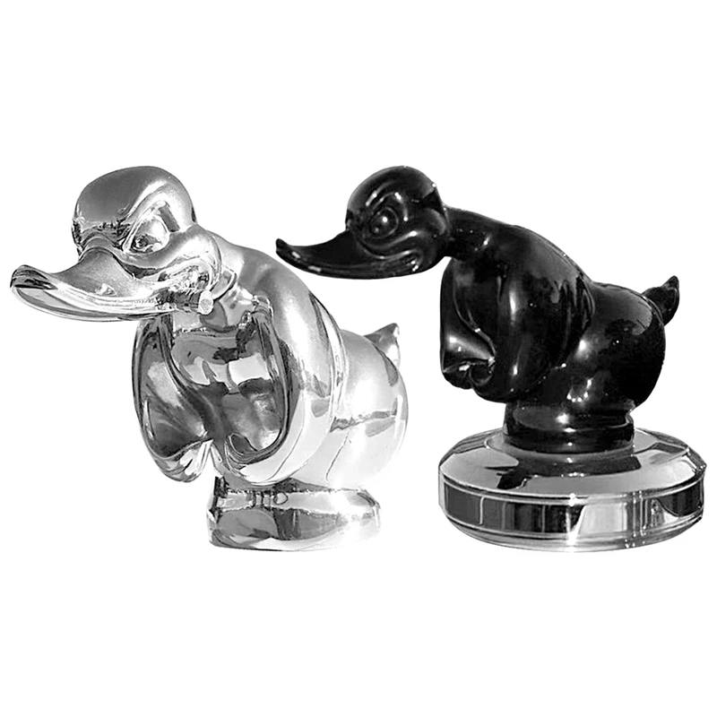 3D Chromed Angry Duck Hood Ornament, Death Proof Duck Black Convoy Duck Hood Ornament Fun Front Hood Car Sticker