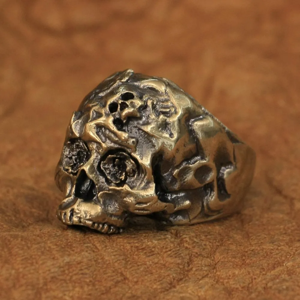 

Details Brass Rose Skull Ring Biker Punk Jewelry BR280 US Size 7~15