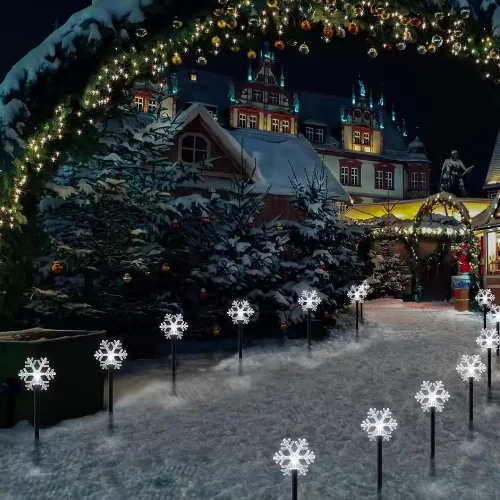 Солнечные рождественские фонари со снежинками