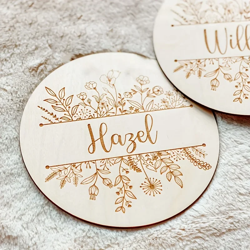 Personalized Floral Engraved Name Plaque, Custom Round Wooden Sign, Home Wall Decor, Meaningful Gift view 5