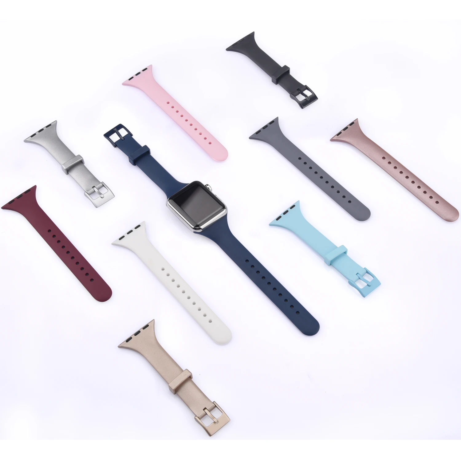 Slim Silicone Band for Apple Watch 8 7 6 5 4 3 SE Strap Bracelet for iWatch Ultra 49mm 45mm 41mm 40mm 44mm 38mm 42mm Watch Band