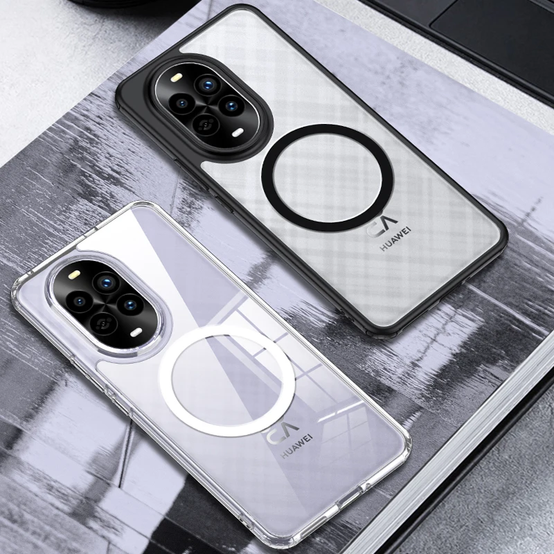 

Phone Case For Huawei nova 13 12 Pro TPU Silicone Soft Edge Matte Clear Back Cover Shockproof Magnetic MagSafe Wireless Charging