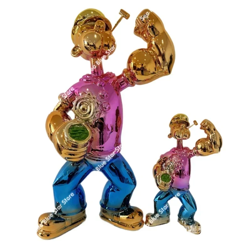 Creative Popeye Sailor Ornament Electroplating Fiberglass Sculpture Hotel Entrance Decoration Color Interior Crafts