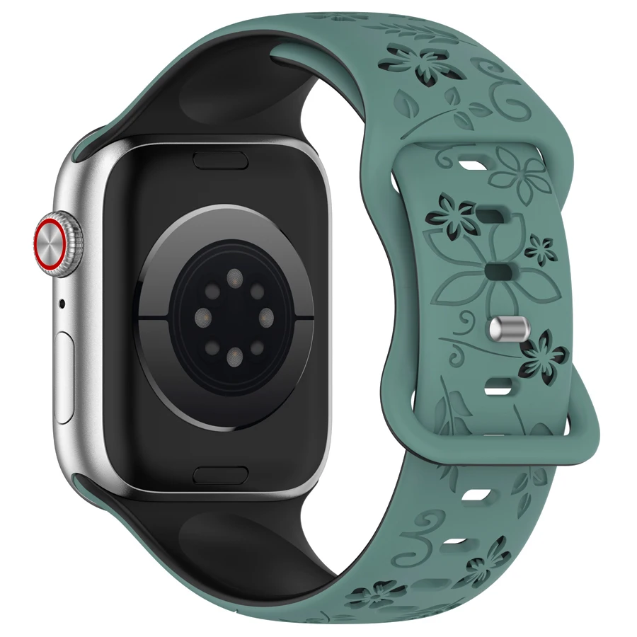 Gesneden bloemenband voor Apple Watch 44mm 40mm 45mm 41mm 42mm 38mm 49mm 45mm IWatch Series 11 10 9 8 7 6 5 4 3 SE Ultra 2 3