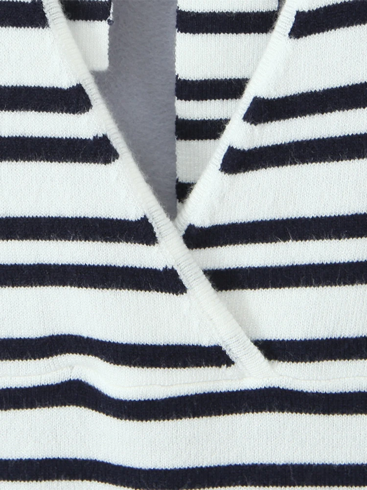 تشو ساو بيوتي 2025 المرأة موضة جديدة الحلو مخطط محبوك تانك القمم مثير الرسن الخامس الرقبة بلا أكمام تي شيرت شيك عارية الذراعين #5