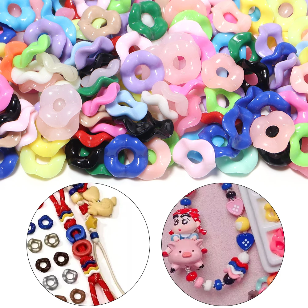 200 Stück 12 mm Wellenkranz-Abstandsperlen, Armband, farbiger Blumenring, Acrylperlen für die Schmuckherstellung, DIY-Schmuck, Bastelzubehör – Detail 5