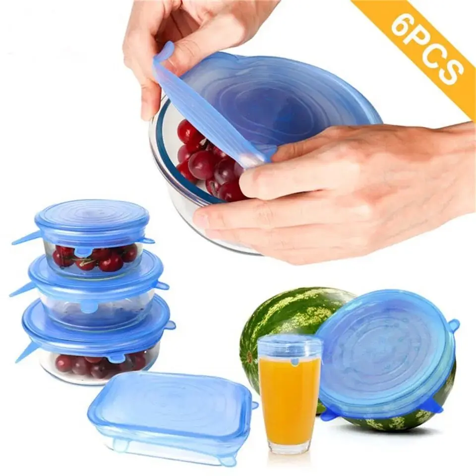 Silicone Cover Stretch Lids Reusable Durable For Fresh Food Leftovers Keep Food Fresh Washable Cookware Bowl Microwave Cover