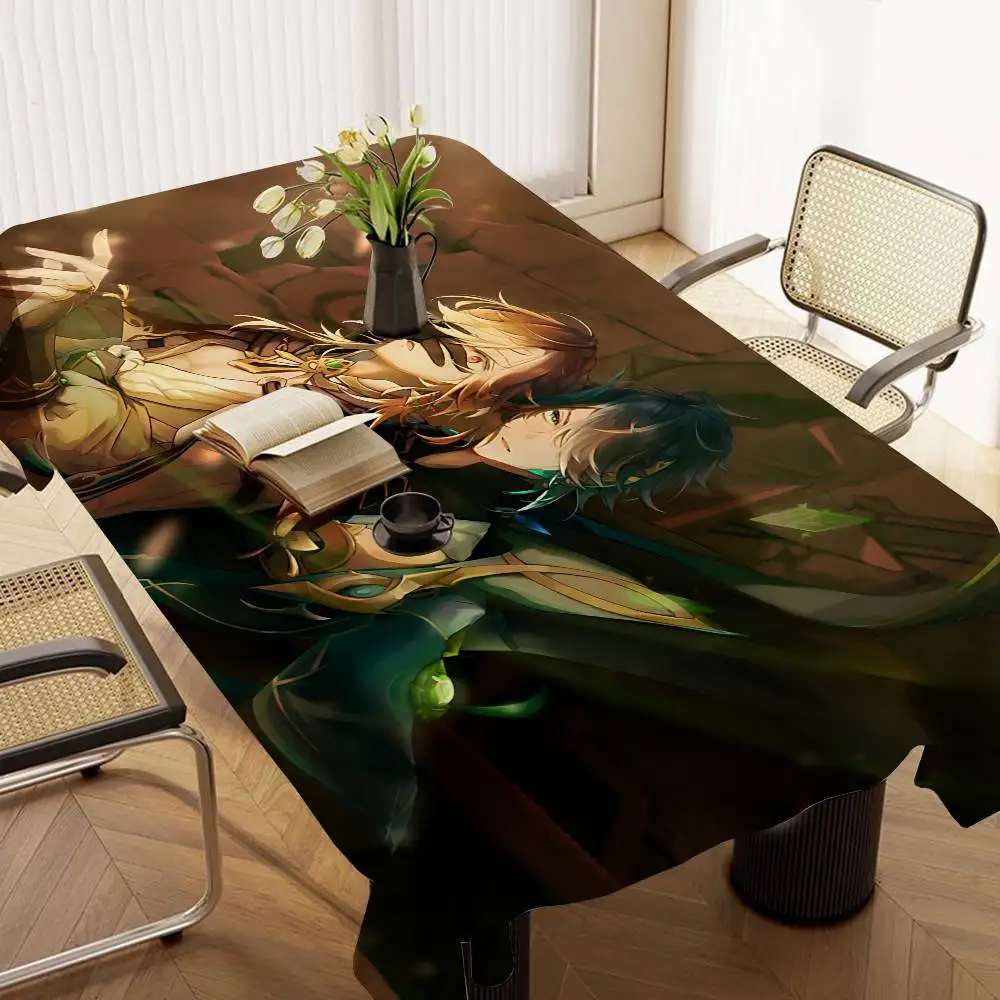 Genshin Impact Kaveh Alhaitham Themed Polyester Tablecloths Cute Designs For Home Kitchens Dining Rooms Patios Tablecloth