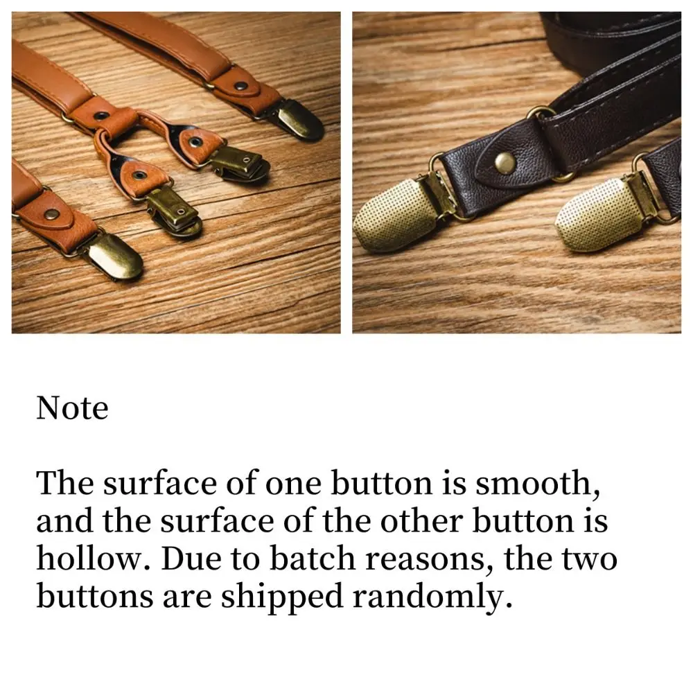 Semplici bretelle nere da uomo Bretelle in pelle retrò marrone Accessori per abiti con cinturino per spaghetti Clip per bretelle da uomo