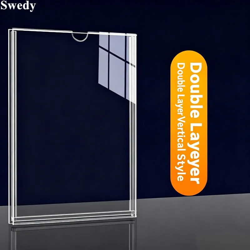 6 Pieces A4 Wall Mounted Transparent 8.5x11 Inchs Acrylic Sign Holder Picture Photo Frame Poster Flyer Document File Slots Frame