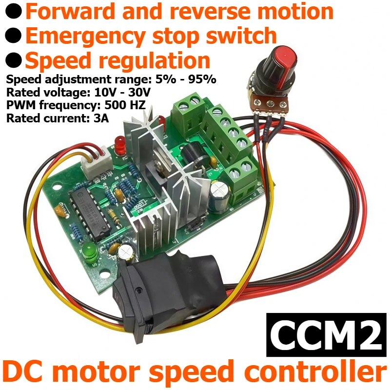 CCM2 DC Motor Speed Controller, Capable of Regulating Speed and Allowing for Both Forward and Reverse Rotation.