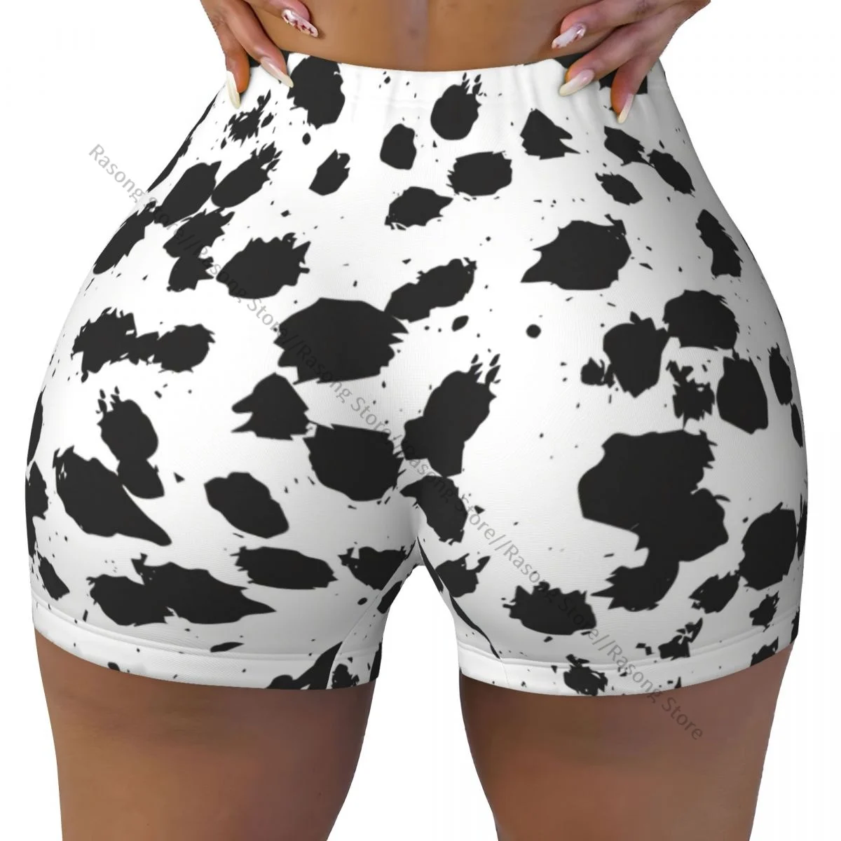 Push Up Short Elasticity Scrunch Butt Dalmatian Print Running Shorts Sports Shorts Womens Clothes Gym