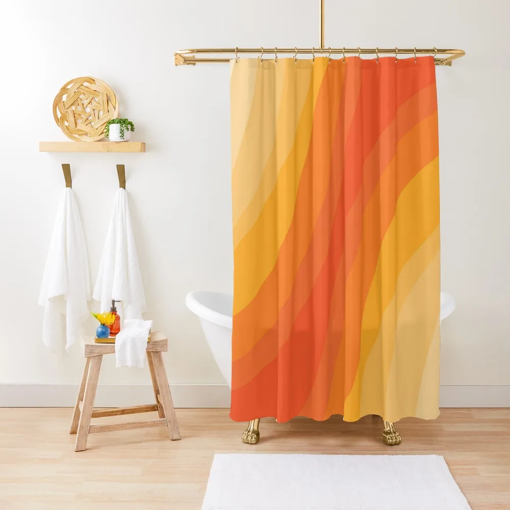 

Multicolored retro style waves design - yellow and orange Shower Curtain Shower Waterproof Cover Cute Shower Curtain