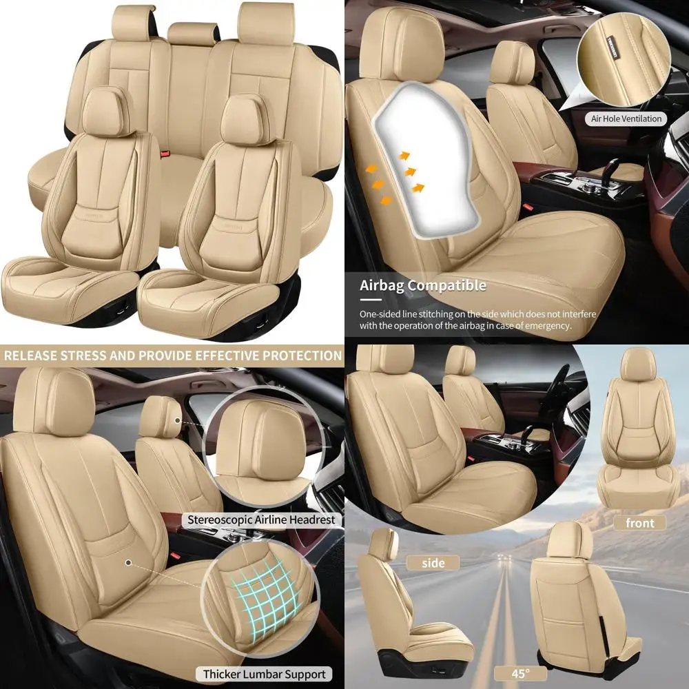 

Водонепроницаемые дышащие чехлы на автомобильные сиденья из 5 предметов, подходят для внедорожников/грузовиков/седанов, бежевый