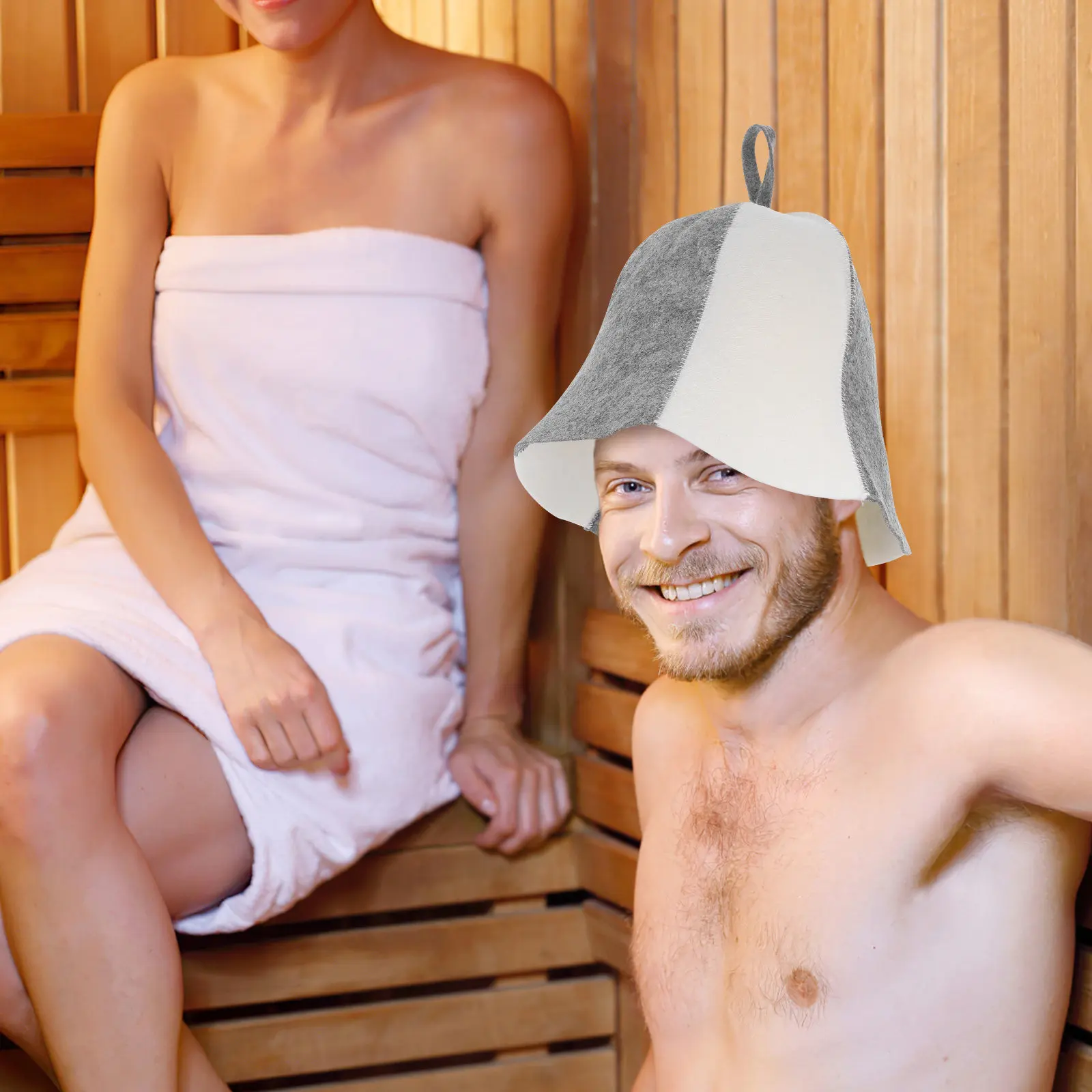 

2Pcs Felt Sauna Hats Thickened Water Absorbent Sauna Caps Comfortable Bath Hats for Men Women Large Shower Caps