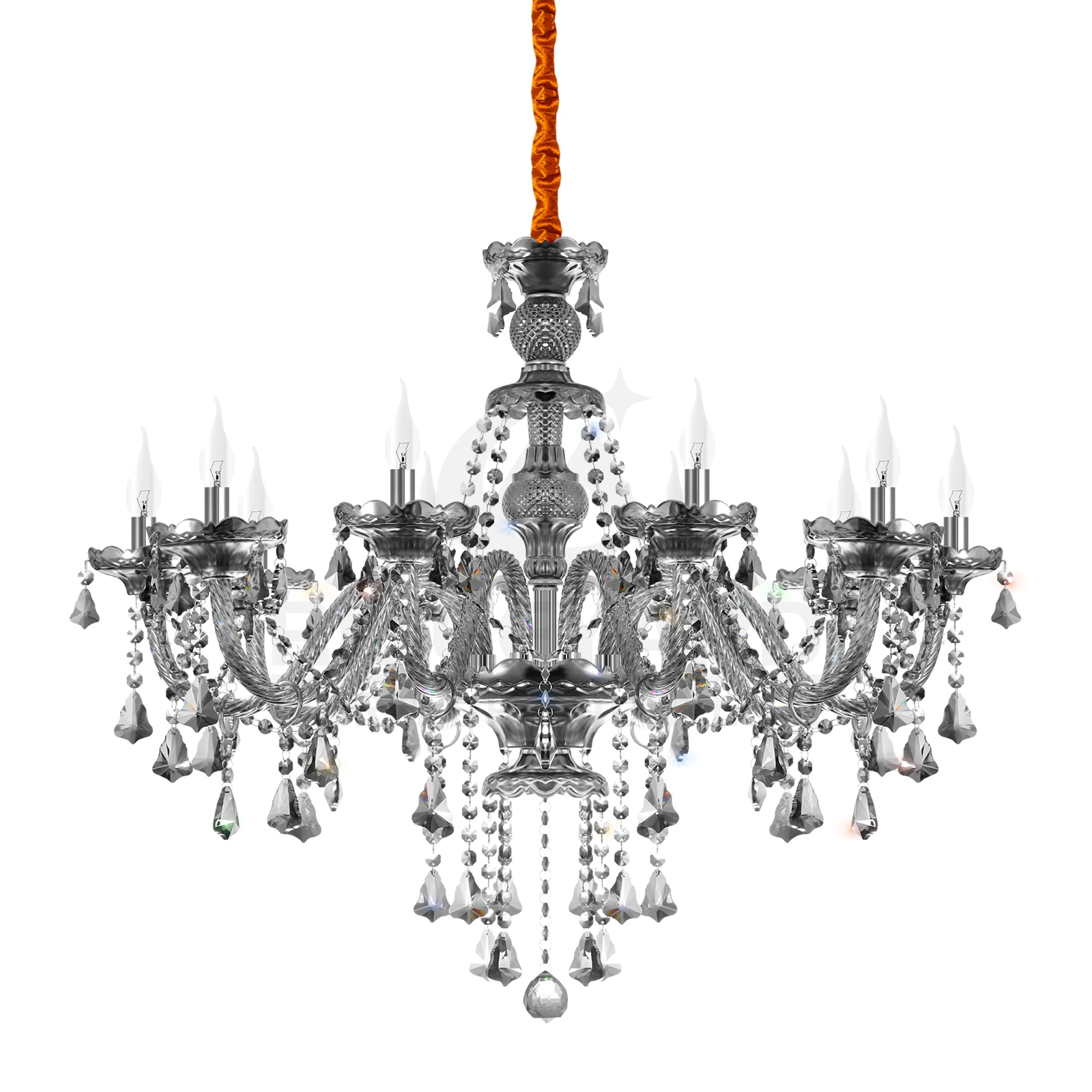Ridgeyard lampadario a soffitto in cristallo nero/grigio a 10 luci artistico K9 lampade a sospensione a soffitto in cristallo decorazioni per la stanza