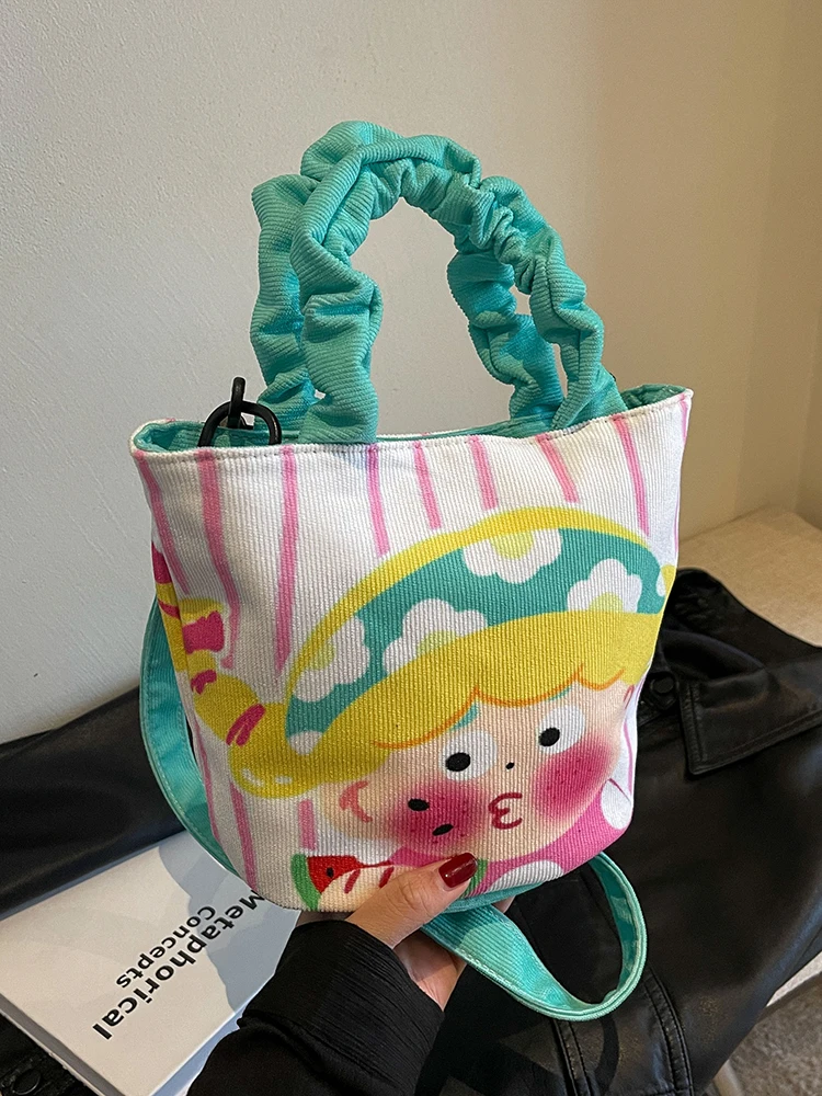 

Trendy Designer Corduroy Tote Bucket Shoulder Crossbody Bags Women Handbags and Purses 2024 New Fashion Ladies Messenger Bags