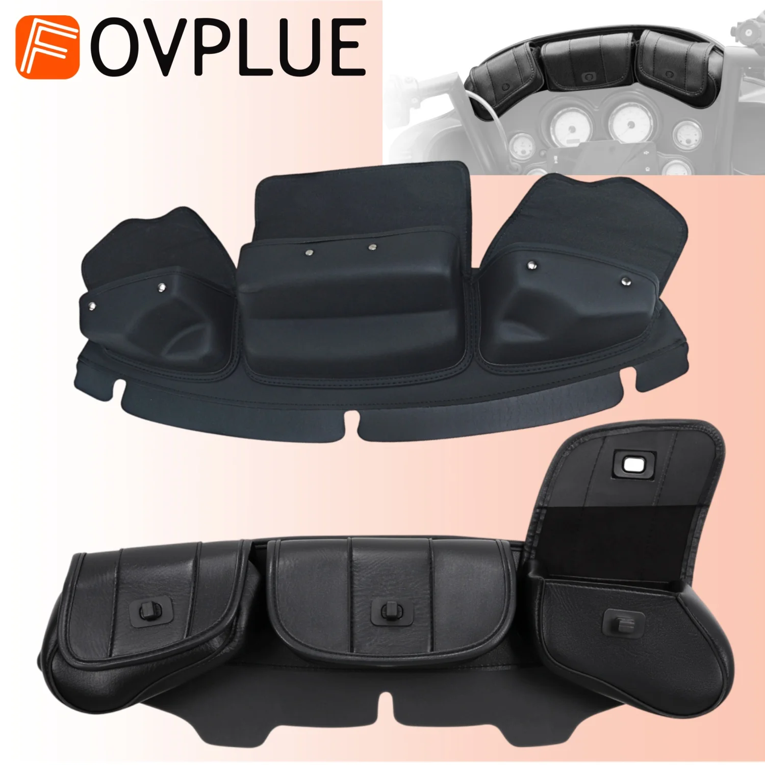 Motorcycle 3 Pocket Windshield Bags Pouch accessories storage bags For Harley Touring Electra Street Glide Ultra Limited 1996-UP