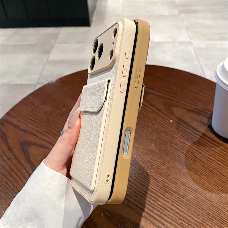 Card Slot Pocket Holder Wallet Case for iPhone 17 Air 16 E 15 14 12 13 Mini 11 Pro Max X XS XR 7 8 Plus Shockproof Leather Cover