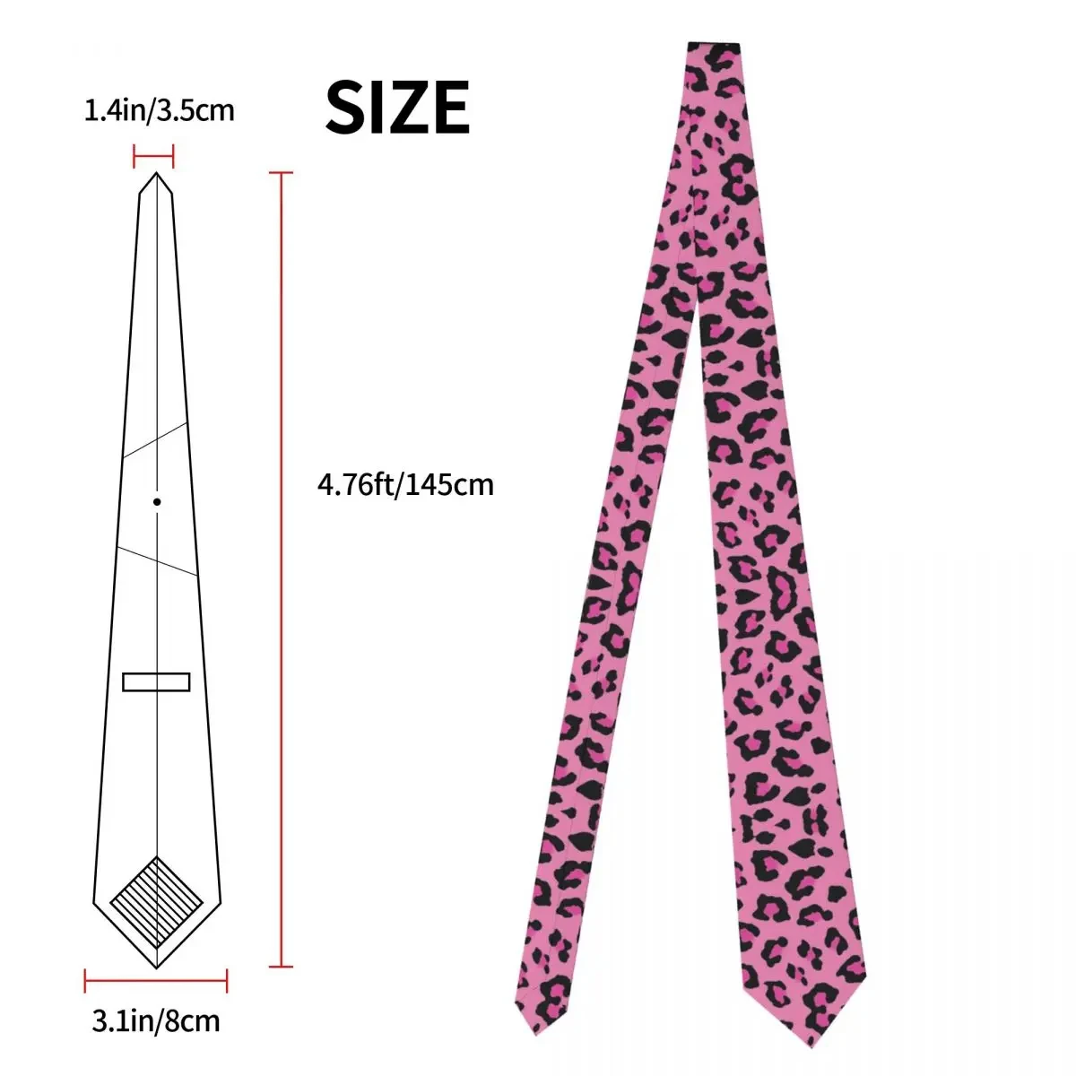 New Polyester Silk 8cm Tie For Men Pink Leopard Print Neck Animal Slim Mens Necktie Personality Cravate Wedding Accessories Ties