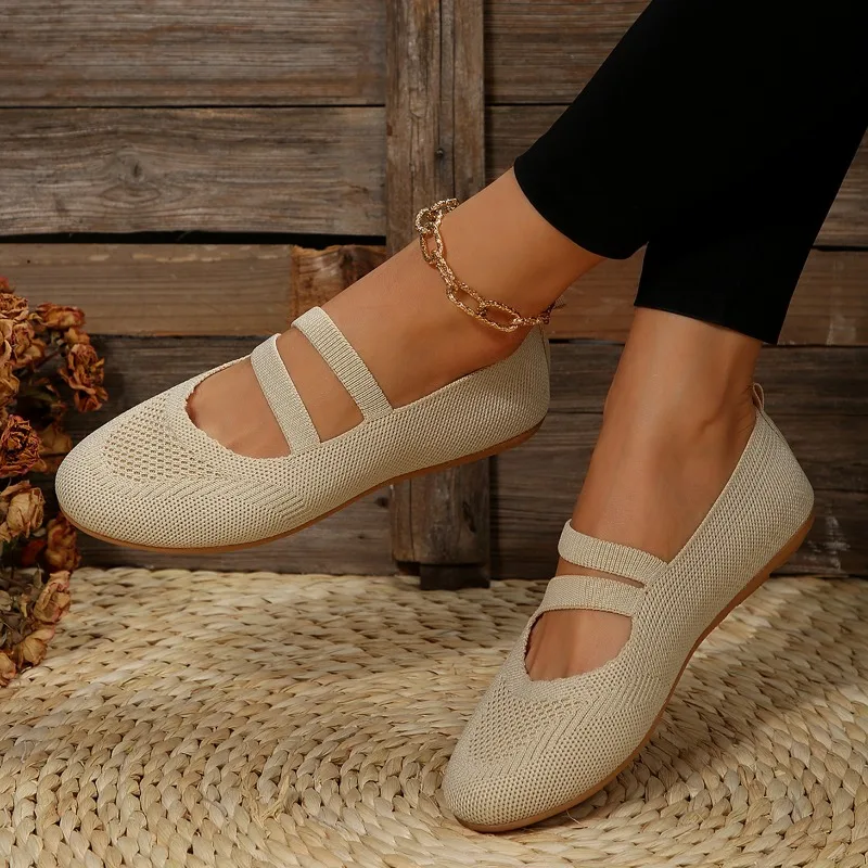 Primavera/otoño zapatos planos de punta redonda Casual para adultos 2024 zapatos de moda para mujer Slip-On zapatos planos concisos sólidos zapatos Baixos femeninos