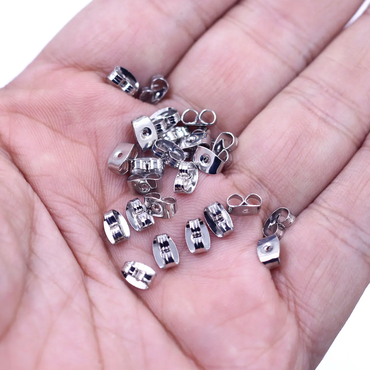 5000Pcs Silver Tone Ear Nut Clutch Earring Post Backs Jewelry DIY Findings Charms 6x4mm