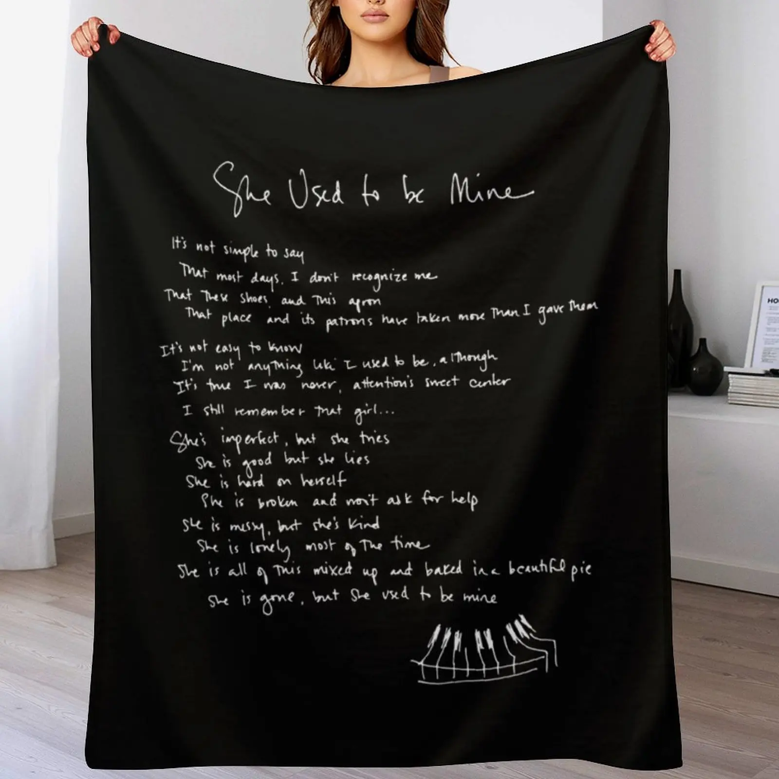 She Used To Be Mine - Sara Bareilles - Handwritten Lyrics- Waitress the Musical - Broadway, West End Throw Blanket