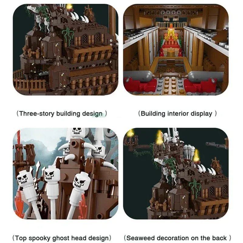 3652PCS MOC Il Volante Dutchman Nave Pirata Building Blocks Film Fantasma Modello Kit Giocattoli di Montaggio per Il Capretto Per Adulti Regalo di Halloween