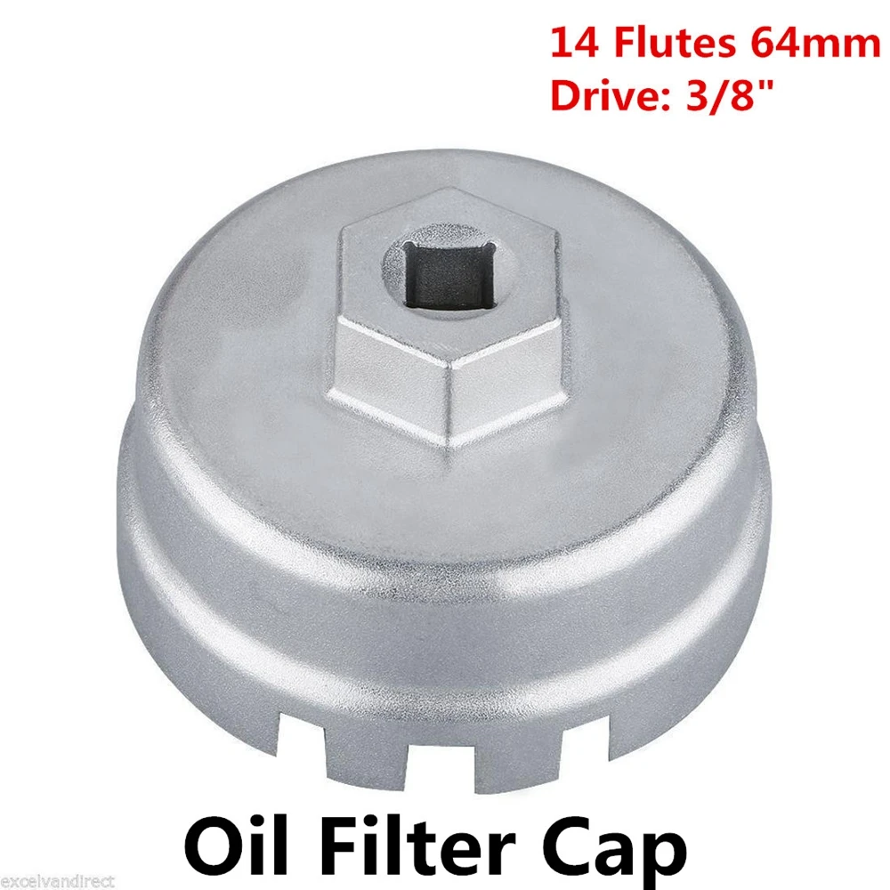 64mm 14 Flute 6-Slot Oil Filter Wrench, Chrome Vanadium Steel, Fits 1.8L Engines with Cartridge Style Oil Filter Systems, Toyot