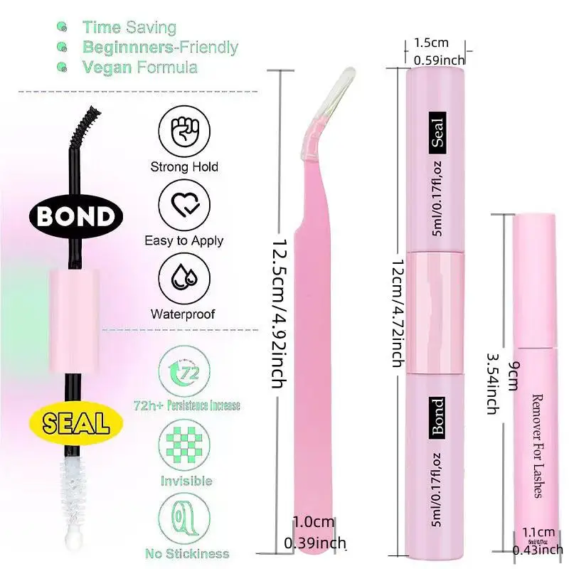 80D eyelash extension set, 224 eyelash adhesive and sealing, eyelash gel remover and personal false eyelash set eyelash extender