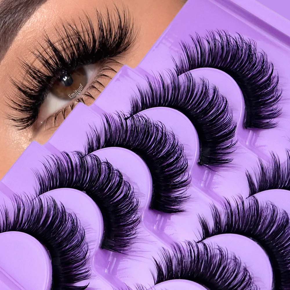5 Pairs of False Eyelashes, Reusable, Soft and Comfortable, Cat-Eye Style False Eyelashes, Create a Natural Look, Handmade, Suitable for Beginners, Comfortable and Versatile, Suitable for Daily Wear.