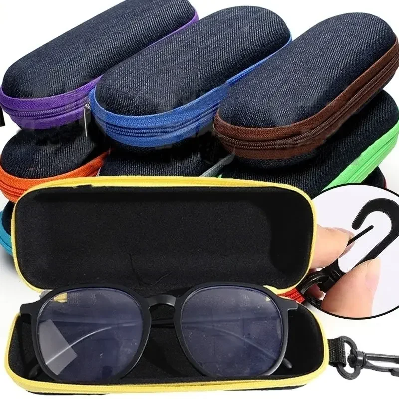 New Portable Eyewear Cases Cover Sunglasses Hard Case for Women Men Glasses Box with Lanyard Zipper Eyeglass Cases Protector