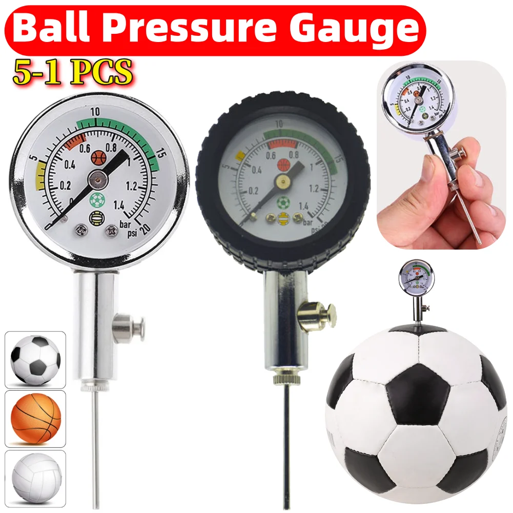 Manómetro de bola con agujas de inflado y válvula de aire, medidor de presión de bomba, medidor de presión de aire para fútbol, voleibol, baloncesto