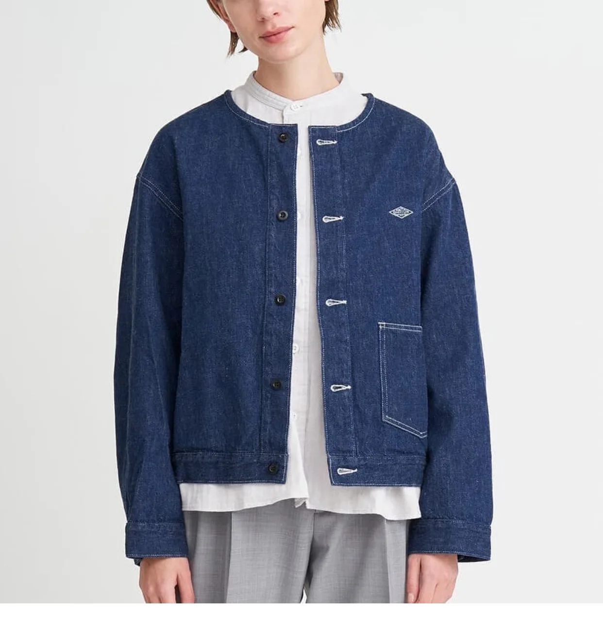 

Ретро японский Sle круглый Ne Denim ort Jaet Повседневная хлопковая рабочая одежда Длинное женское пальто Све Чистый цвет Осенняя мода