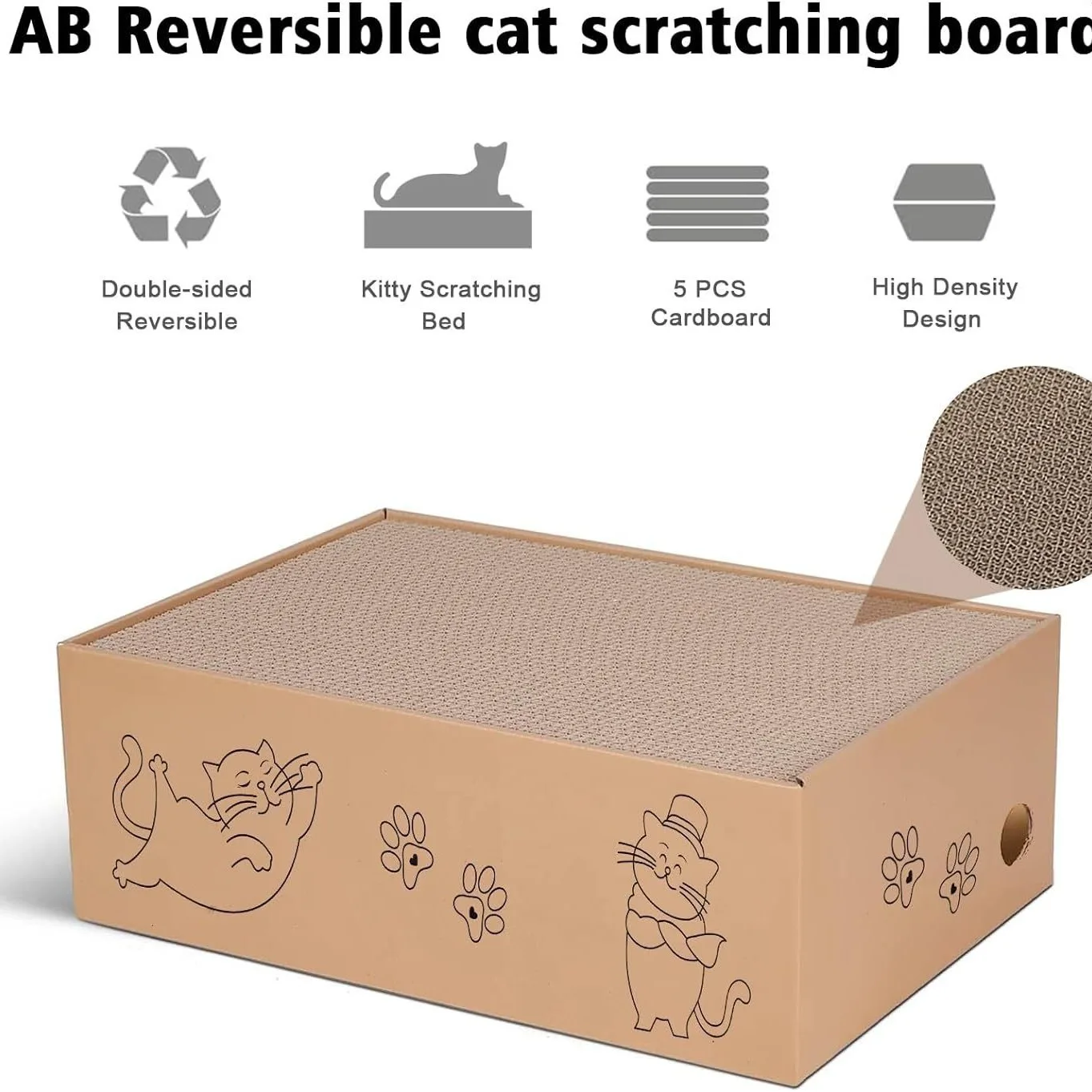 Cat scratch board, all-in-one all-season universal cat toy with cat nest, wear-resistant and shavings free cat scratch board