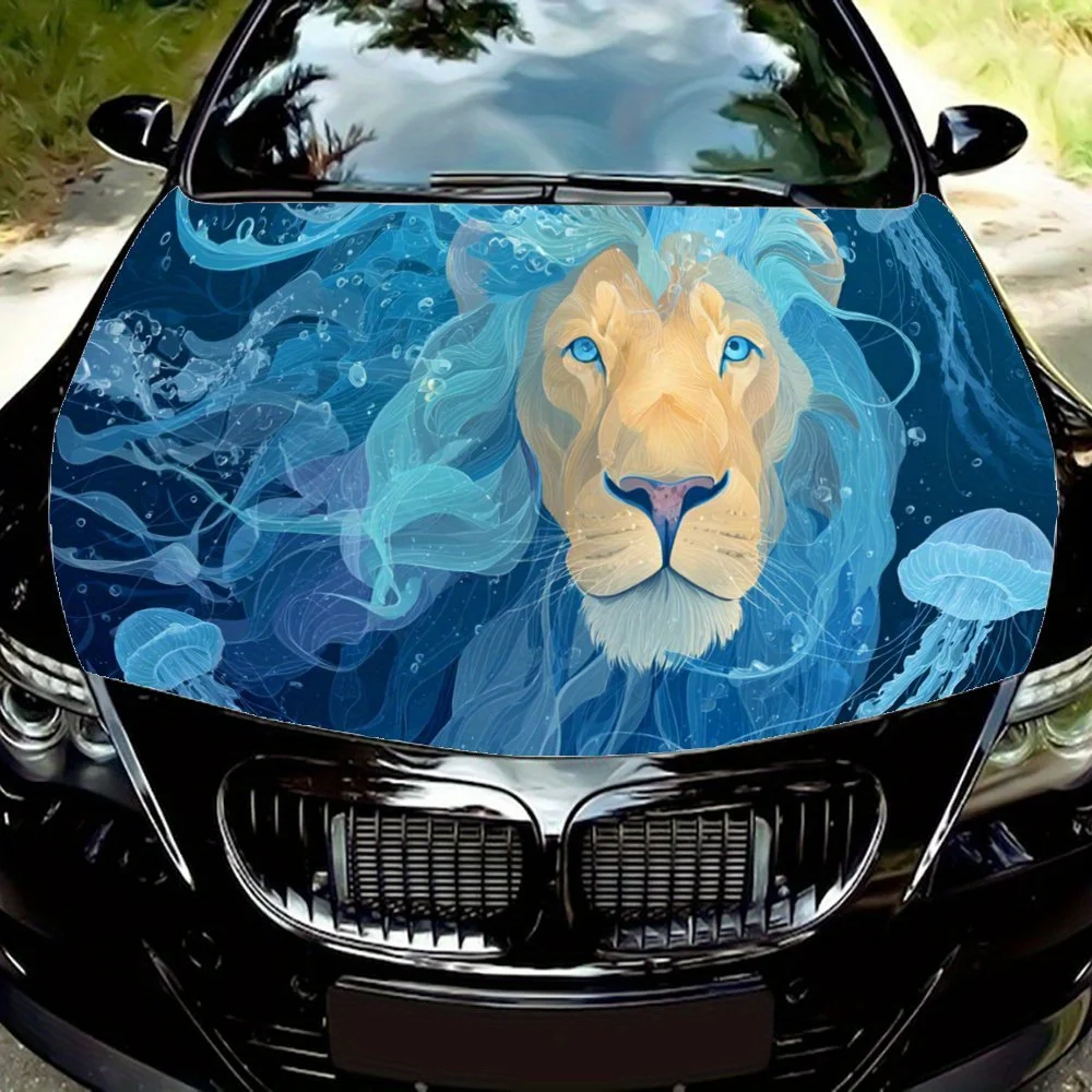 

Синий водный лев с медузой, наклейка на капот автомобиля, самоклеящаяся водостойкая наклейка на капот автомобиля из ПВХ, украшение автомобиля, устойчивая к царапинам St