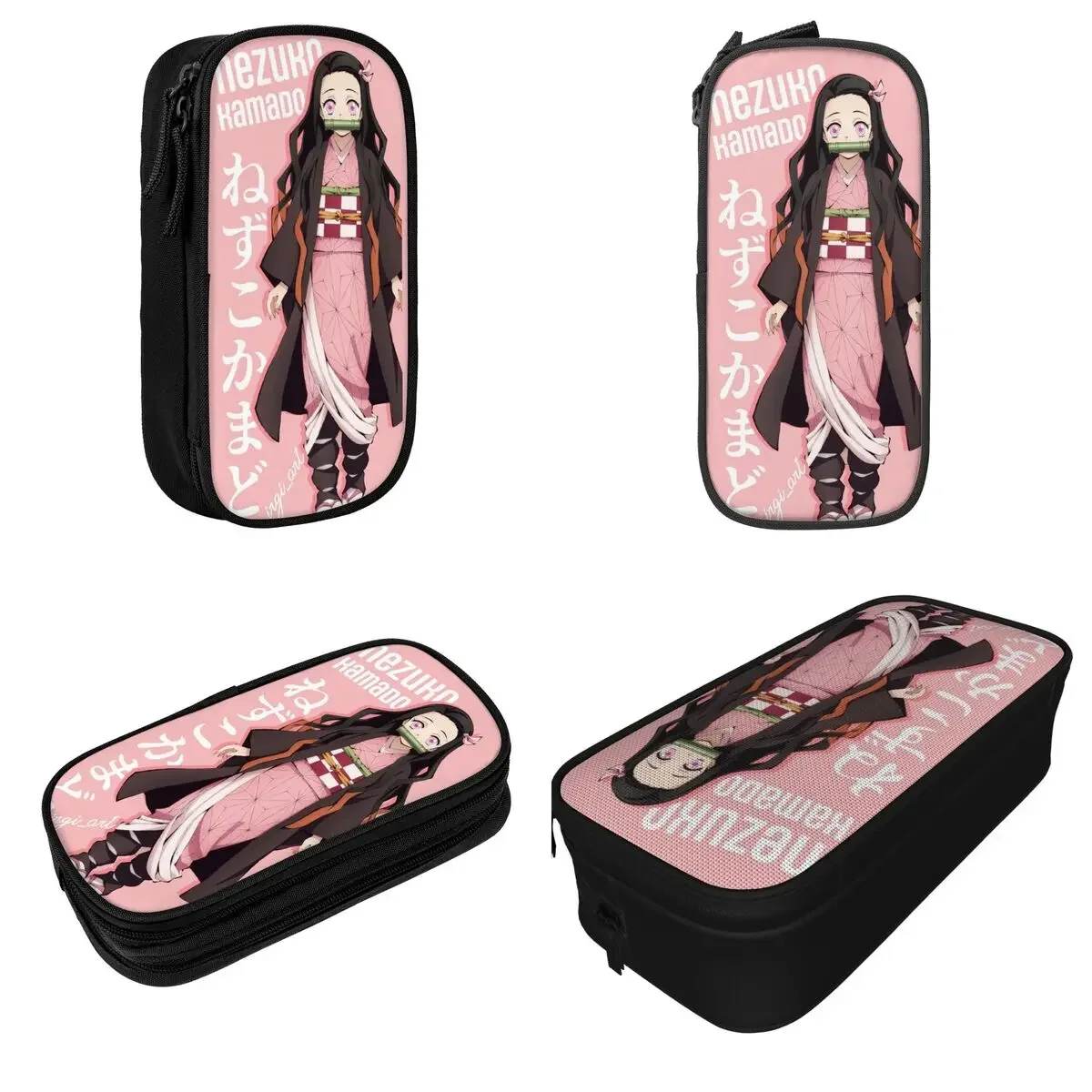 Lovely Kamado Nezuko Demon Slayer Pencil Cases Anime Pencilcases Pen Kids Large Storage Bag Office Gifts Stationery