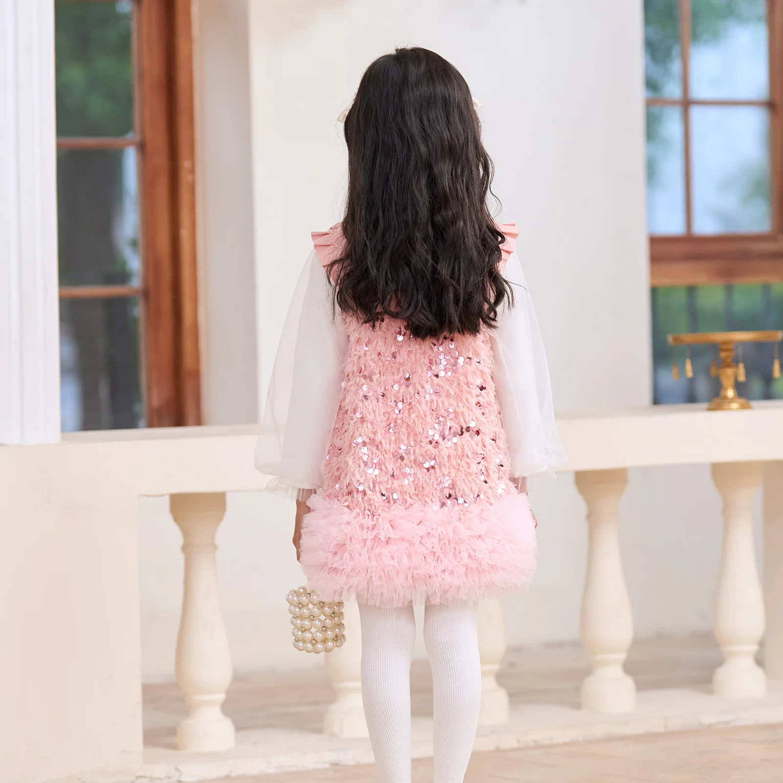 HOT Baby Girls TUTU Dress Kids Children Vest Dress Bow Sequins Princess Dress Spring Autumn Clothes 2-8 Years L429