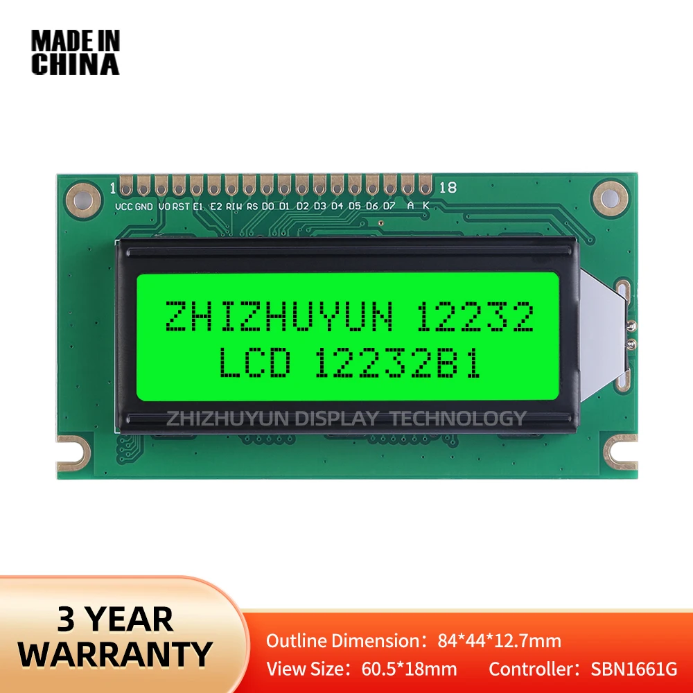 12232B1 Lcd Character Screen Emerald Green Light Black Characters High Brightness Lcd Screen Lcd Screen Spot Module