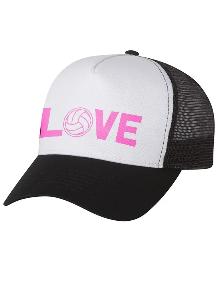 Love Volleyball for Volleyball Fans/Player Trucker Hat Mesh Cap One Size Black for Man Woman