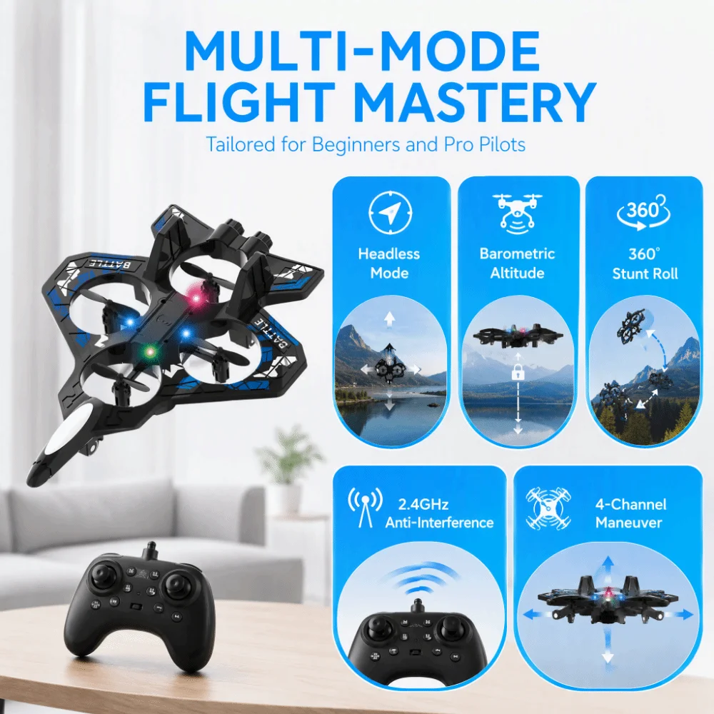 EPP Foam Remote Control Foam Fighter Gravity Sensing 2.4G Stunt Four Motor Helicopter Toy Durable Portable RC Hobby Jet Plane