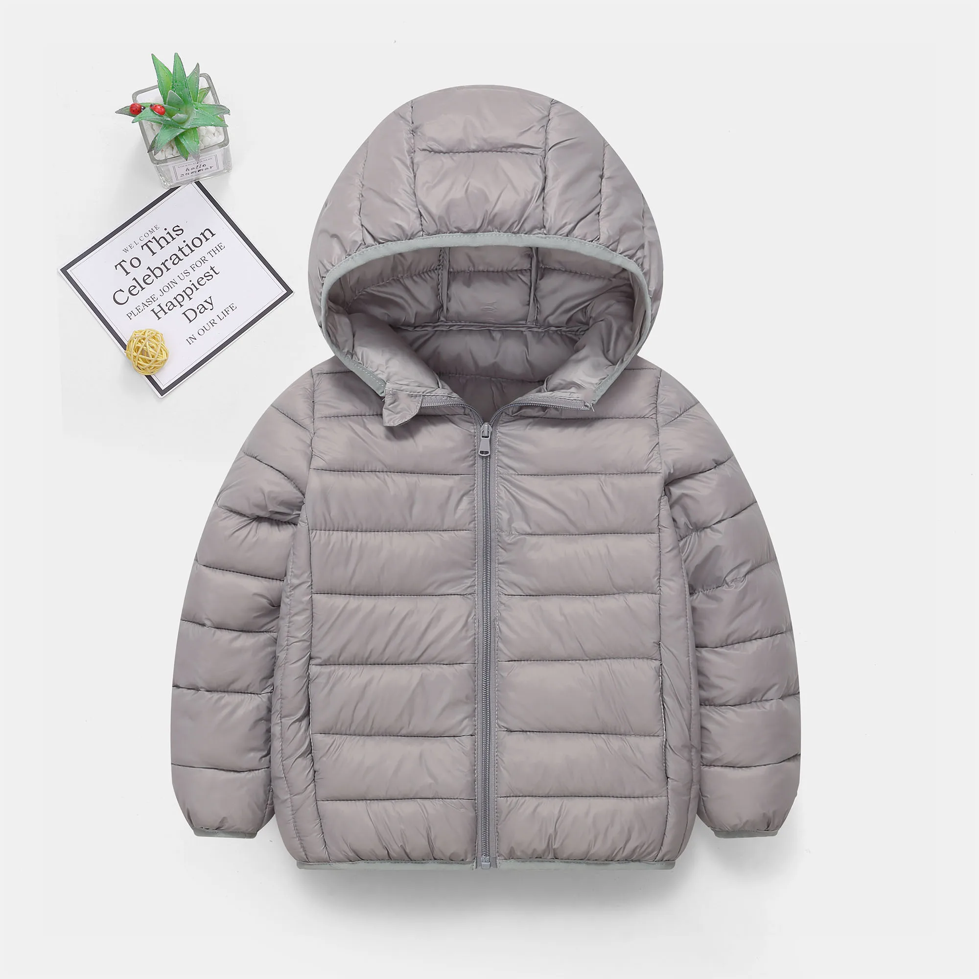 7-16 Years Kids Lightweight Downcoat Autumn Winter Teen Boys Girls Solid Zipper Hooded Down Cotton Jacket Children Warm Snowsuit - Image 2