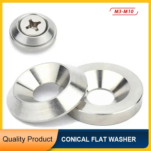 Arandela cónica de acero inoxidable 304, junta plana de cabeza avellanada sólida, arandelas cónicas cóncavas y convexas M3 M4 M5 M6 M8 M10