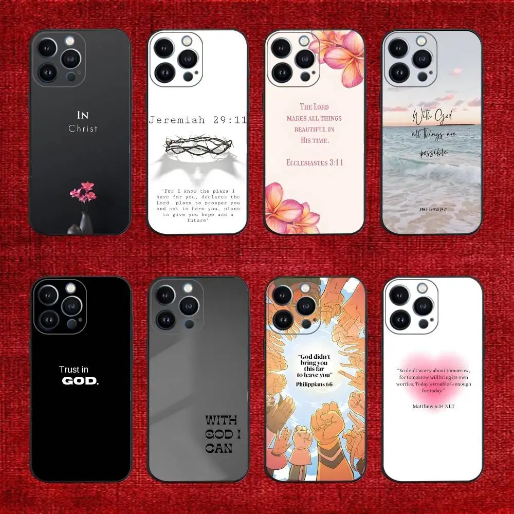 

Bible Verse Christian Phone Case For iPhone 16e,16,15,14,13,12,11,Pro,X,XS,Max,XR,Plus,Mini Soft Black Cover