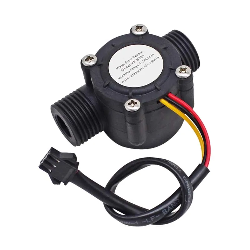 Sensor de fluxo de água dc 5-18v, sensor de fluxo hall, controle de água, fluxo líquido 1-30l/min 2.0mpa, interruptor do sensor YF-S201
