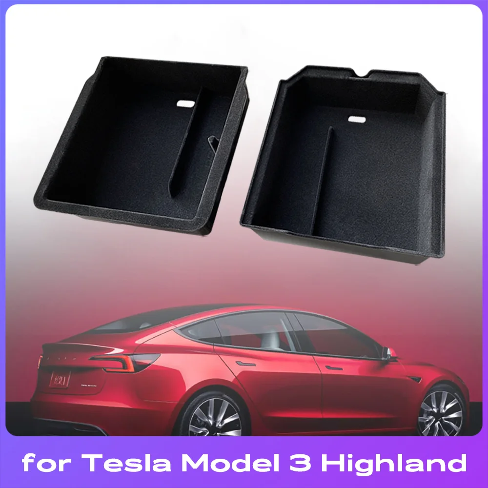 

For Tesla Model 3+ Highland 2024 Center Console Eyeglasses Storage Case Armrest Storage Box Upper&Lower Flocking Accessories New